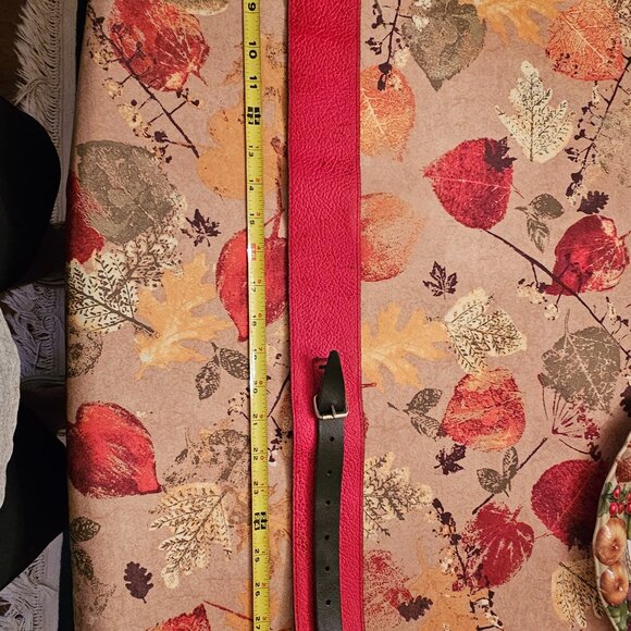 WE Red and Black Scott Leather Kilt Belt with chrome finish Buckle - Picture 11 of 11